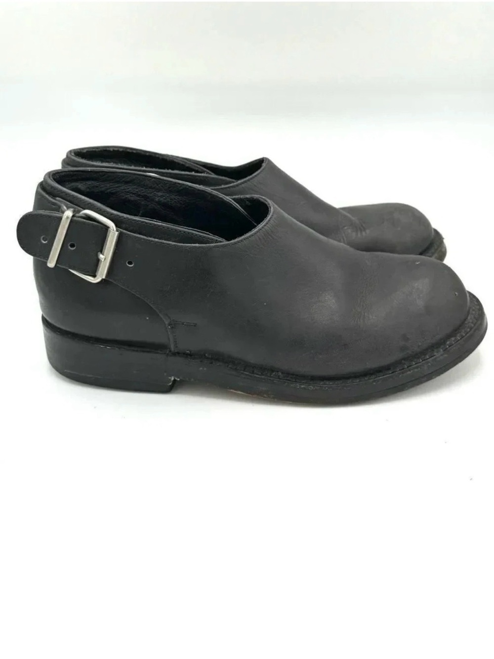 NANA Vintage Late 80s Early 90s Black Leather Single Buckle Shoes Size UK 4 US 6